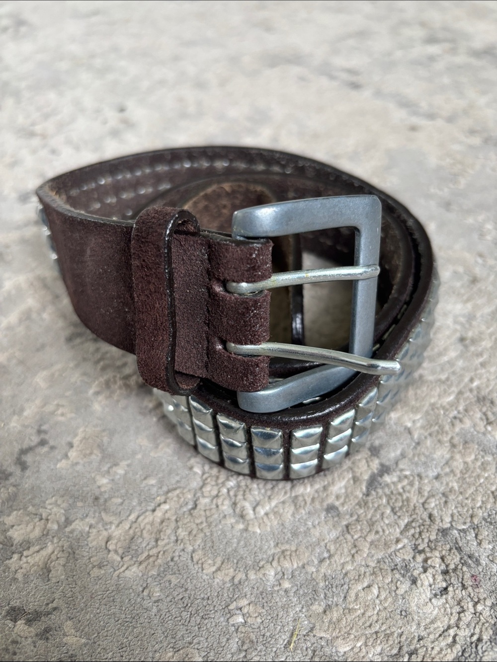 Y2K Men's Brown Studded Leather Belt - Classic Casual size 38